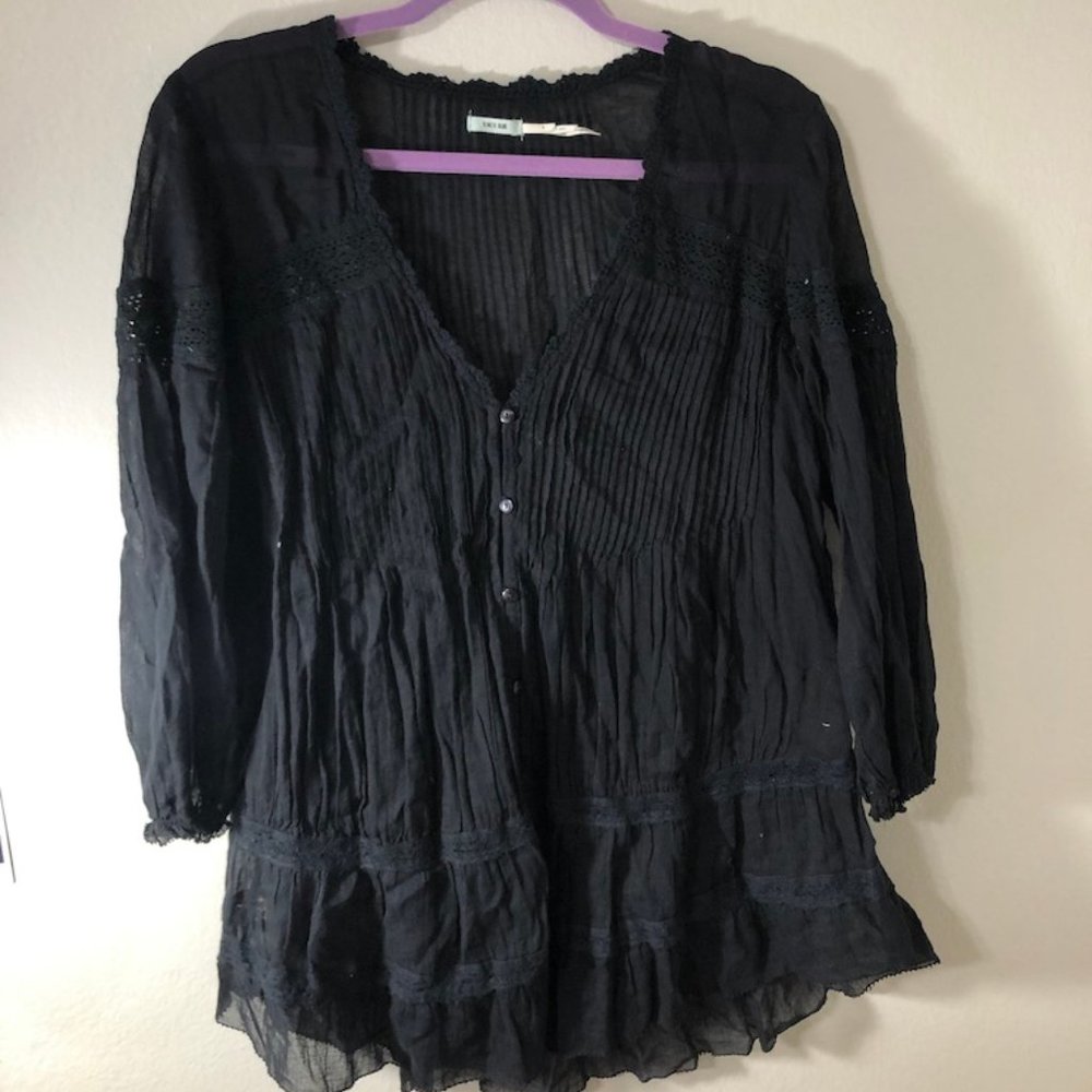 UO loose fitting black blouse